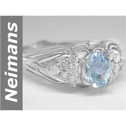 Top Gem 1.14 ct Aquamarine & Diamond Ring 14kt Gold