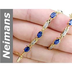 6.40 ct Sapphire & Diamond Bracelet 14kt Gold