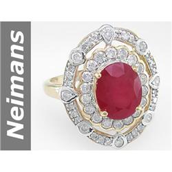 3.92 ct Ruby & Diamond Ring 14kt Gold