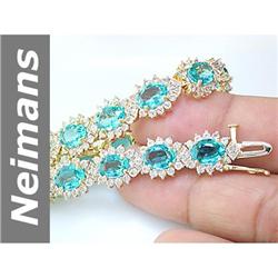 27.12 ct Apatite & White Sapphire Bracelet 14kt Gold