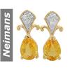 Image 1 : 2.08 ct Citrine & Diamond Earrings 14kt Gold