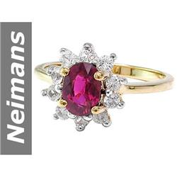 1.31 ct Pink Tourmaline & White Sapphire Ring 14kt Gold