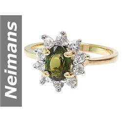 1.31 ct Green Tourmaline & White Sapphire Ring 14kt Gold