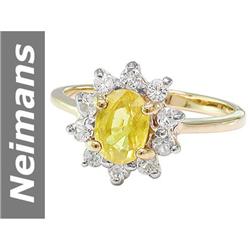 1.45 ct Yellow & White Sapphire Ring 14kt Gold