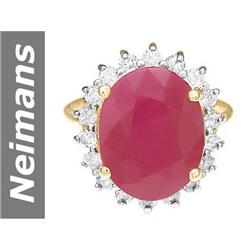 10.63 ct Ruby & Diamond Ring 14kt Gold