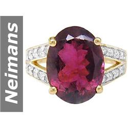 7.19 ct Pink Tourmaline & Diamond Ring 14kt Gold