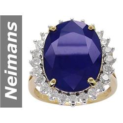 13.2 ct Blue, White Sapphire Ring 14kt Gold