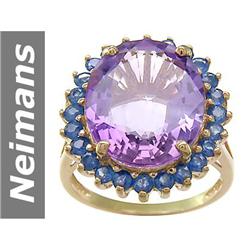 11.42 ct Amethyst & Sapphire Ring 14kt Gold