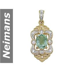 1.91 ct Green Amethyst & Diamond Pendant 14kt Gold