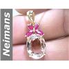 Image 1 : 5.84 ct Ruby & White Morganite Pendant 14kt Gold