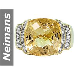 6.75 ct Citrine & Diamond Ring 14kt Gold