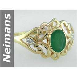 Vintage .76 ct Emerald & Diamond Ring 14kt Gold