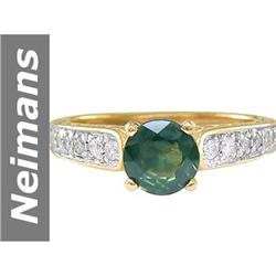 1.44 ct Green Sapphire & Diamond Ring 14kt Gold