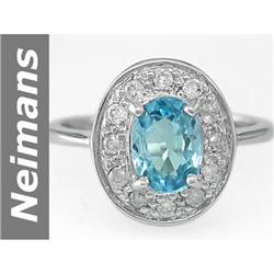 2.42 ct Blue Zircon & Diamond Ring 14kt Gold