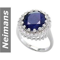 7.22 ct Blue, White Sapphire Ring 14kt Gold