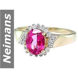 1.77 ct Mystic Hot Pink Topaz & Diamond Ring 14kt Gold