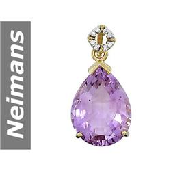 12.25 ct Amethyst & Diamond Pendant 14kt Gold