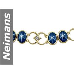 28.04 ct Star Sapphire & Diamond Bracelet 14kt Gold