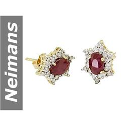 1.54 ct Ruby & Diamond Earrings 14kt Gold