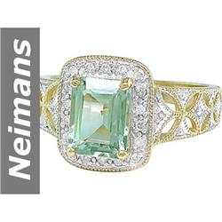 1.57 ct Green Amethyst & Diamond Ring 14kt Gold