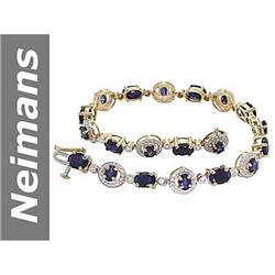 8.49 ct Blue Sapphire & Diamond Bracelet 14kt Gold