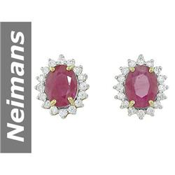 3.45 ct Ruby & Diamond Earrings 14kt Gold