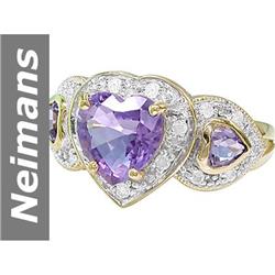 2.40 ct Amethyst & Diamond Ring 14kt Gold