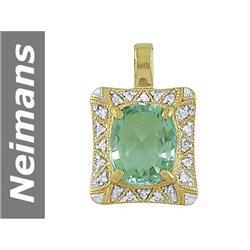 5.01 ct Green Amethyst & Diamond Pendant 14kt Gold
