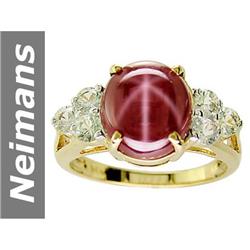 8.32 ct Star Ruby & White Sapphire Ring 14kt Gold