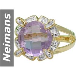 3.93 ct Rose Pink Amethyst & Diamond Ring 14kt Gold