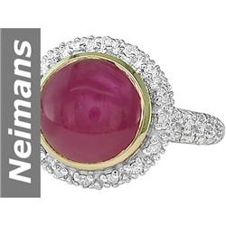 6.14 ct Ruby & Diamond Ring 14kt Gold