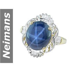 8.44 ct Star Sapphire & Diamond Ring 14kt Gold