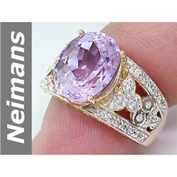 7.72 ct Pink Kunzite & Diamond Ring 14kt Gold