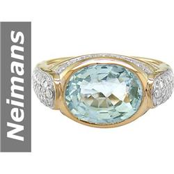 4.18 ct Aquamarine & Diamond Ring 14kt Gold