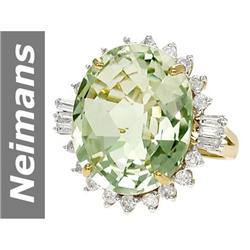 16.40 ct Green Amethyst & Diamond Ring 14kt Gold