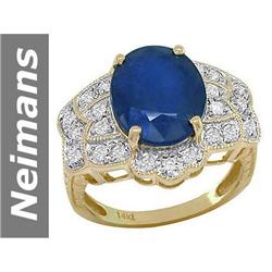 6.34 ct Sapphire & Diamond Ring 14kt Gold