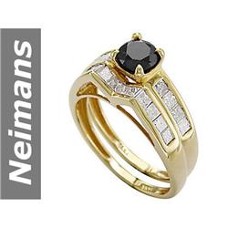 1.85 ct Black & White Diamond Ring 14kt Gold