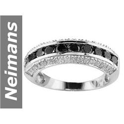 1.00 ct Black & White Diamond Ring 14kt Gold