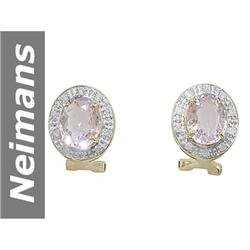 5.68 ct White Morganite & Diamond Earrings 14kt Gold