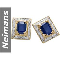 5.29 ct Sapphire & Diamond Earrings 14kt Gold
