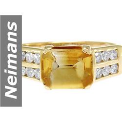 2.78 ct Citrine & Diamond Ring 14kt Gold