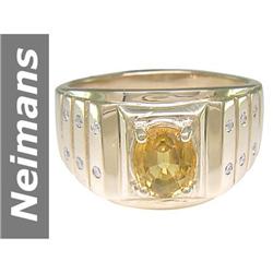 1.87 ct Yellow Sapphire & Diamond Gents Ring 9kt Gold