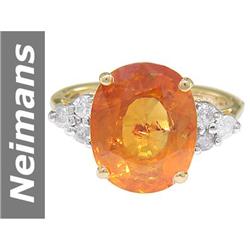 7.35 ct Yellow Sapphire & Diamond Ring 14kt Gold