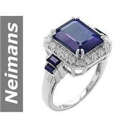 6.48 ct Blue Sapphire & Diamond Ring 14kt Gold