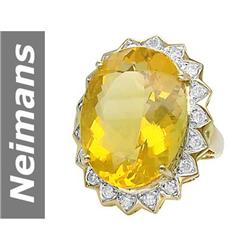 12.41 ct Fire Opal & Diamond Ring 14kt Gold