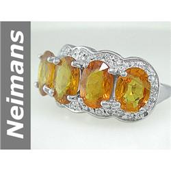 Big 6.54 ct Orange Sapphire & Diamond Ring 14kt Gold NR