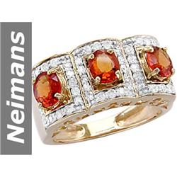 3.22 ct Orange Sapphire & Diamond Ring 14kt Gold
