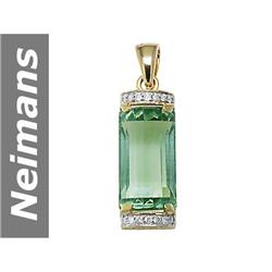 15.75 ct Green Amethyst & Diamond Pendant 14kt Gold