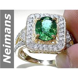1.86 ct Green Apatite & Diamond Ring 14kt Gold