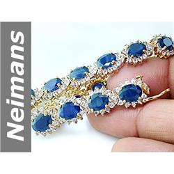 31.92 ct Blue, White Sapphire Bracelet 14kt Gold